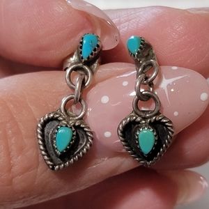 Vintage Sterling Turquoise Drop Earrings